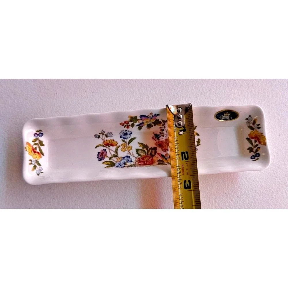 Vintage Aynsley Cottage Garden Pen Tray Butterfly Bone China England Vanity Dish